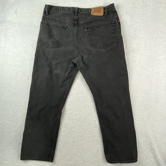 Levis 505 Jeans Mens 42x30 (40x30) Black Regular Fit Straight Leg Denim Workwear - Picture 3 of 11